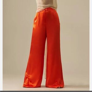 NWT Anthropologie Corey Lynn Calter Pleated Wide-Leg Satin Pants size ME…